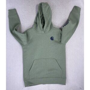 Carhartt Green Hoodie S Relaxed Fit Workwear Logo Sleeve Built to Serve